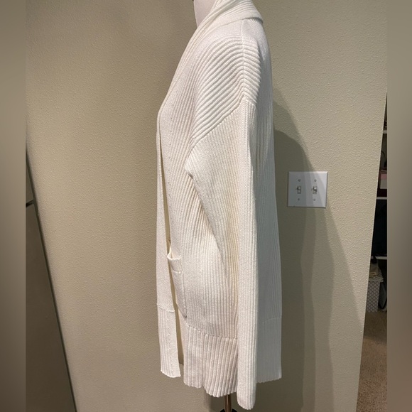 Dockers Long Cardigan Sweater, Relaxed Fit Cotton rib open cardigan White M - Picture 6 of 10